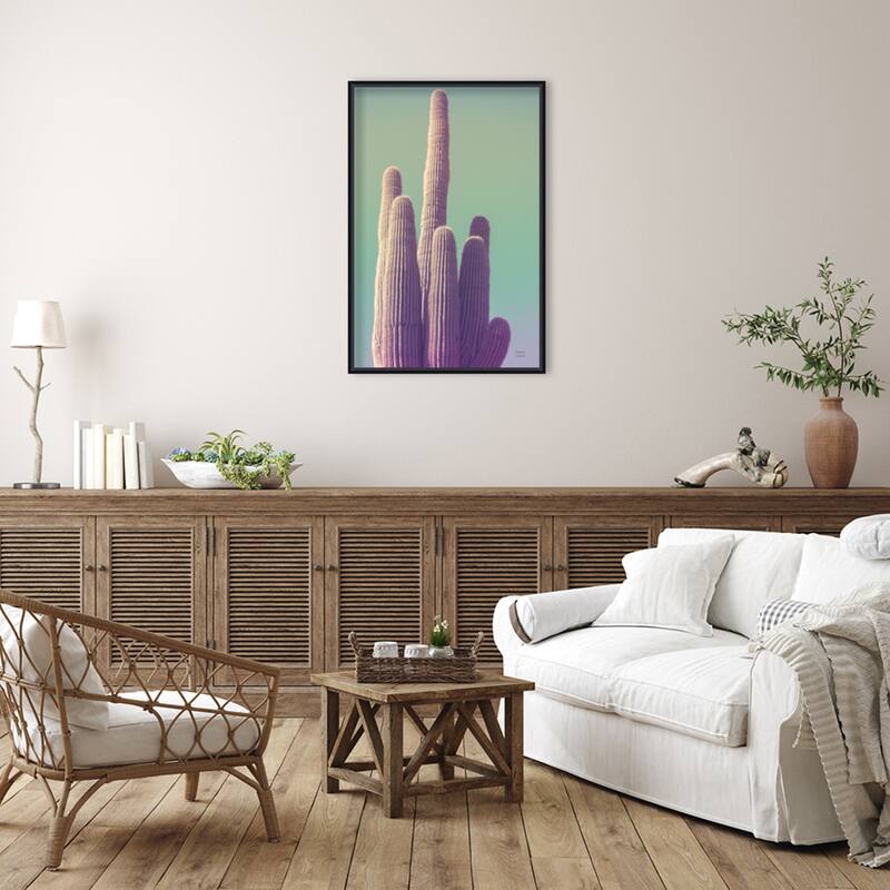 Saguaro Green Pastel by Nathan Larson Wood Framed Wall Art Print