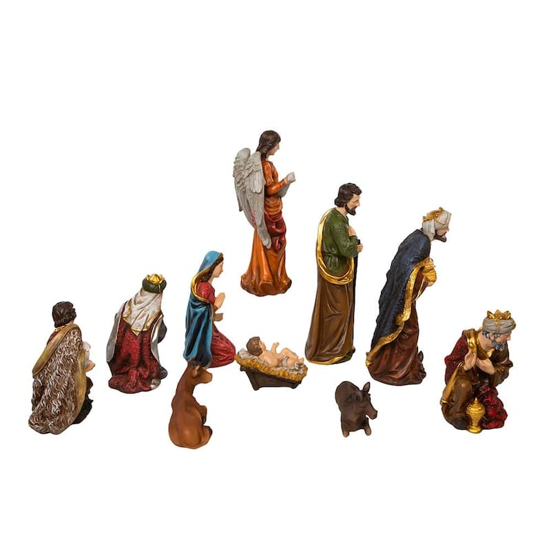 Kurt Adler 12.5-Inch Nativity Figurines Table Piece, 10-Piece Set - Multicolored