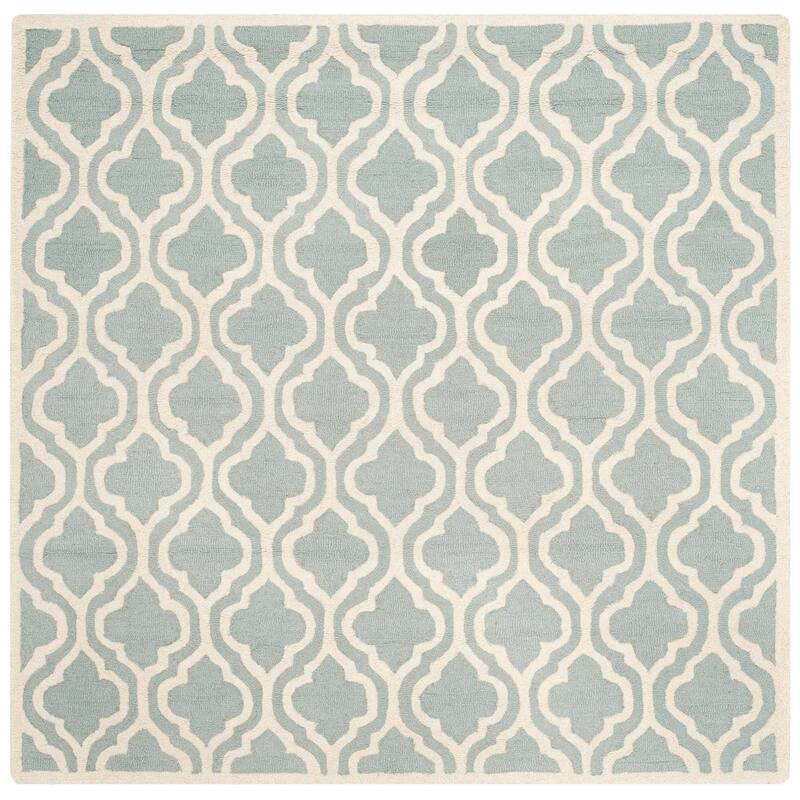 SAFAVIEH Handmade Cambridge Marijela Modern Moroccan Wool Rug - 6' Square - Spa/Ivory