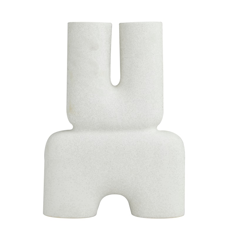White Ceramic U-Shaped Abstract Decorative Vase - 11"W, 15"H