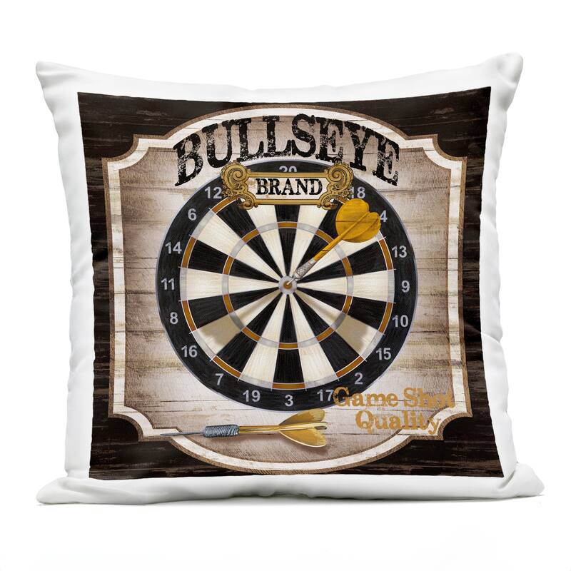 Stupell Rustic Bullseye Darts Game Printed Outdoor Throw Pillow Design by Conrad Knutsen - Accent - Polyester - Black - Single