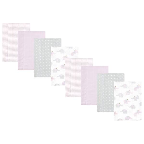 slide 1 of 1, Hudson Baby Girls Cotton Poly Flannel Burp Cloths 8-Pack, Lilac Elephants, One Size - Lilac Elephants 8-Pack - One Size One Size - Lilac Elephants 8-Pack