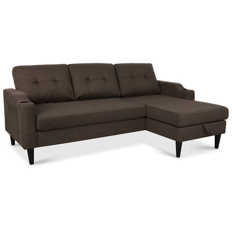 74.8" Fabric Sofa with Storage and Solid Wood Frame, 660lb Capacity