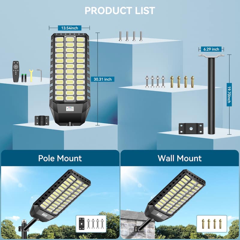 Solar Street Light with Motion Sensor Remote - 9500W