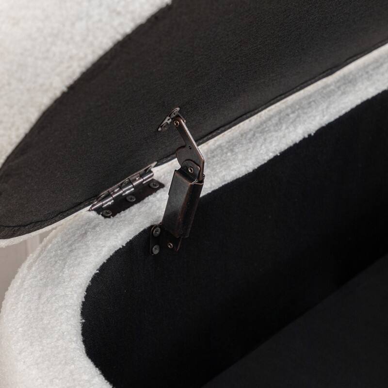 Modern Glam Teddy Fabric Upholstered Storage Ottoman Bench