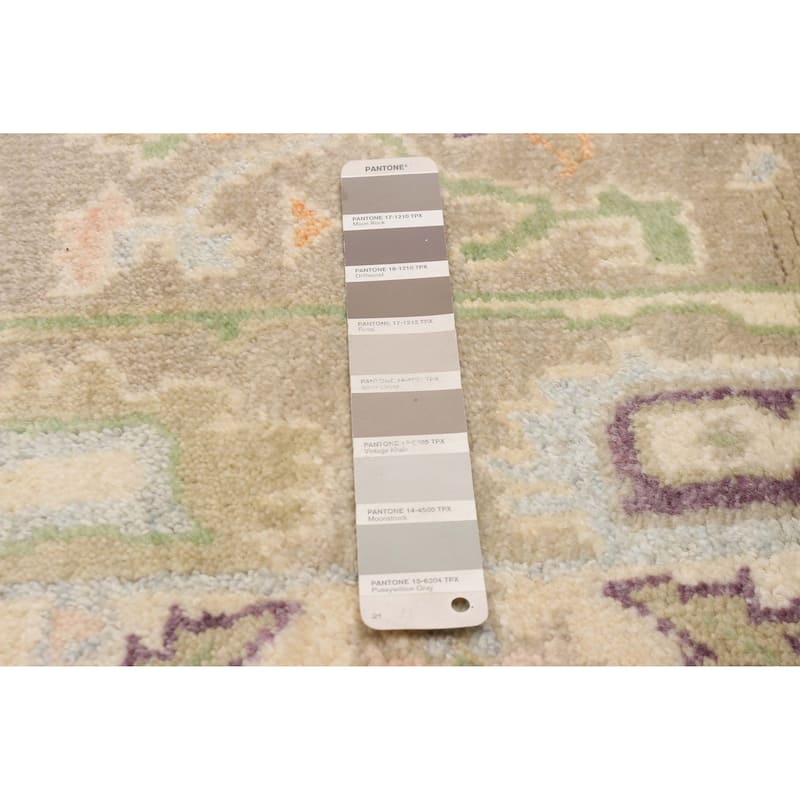 ECARPETGALLERY Hand-knotted Modern Oushak Taupe Wool Rug - 2'7 x 9'10