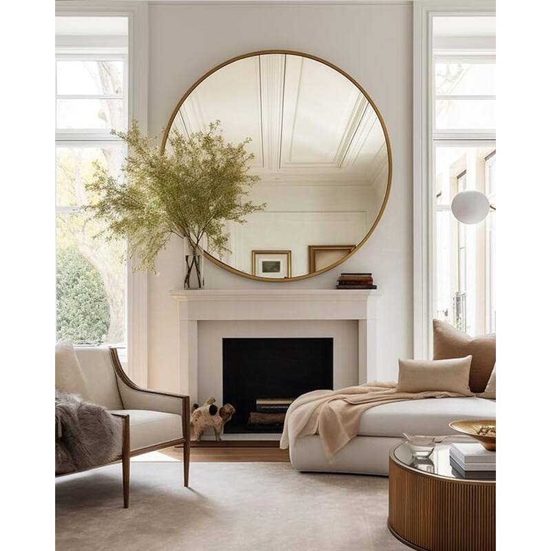 Metal Framed Round Bathrrom Mirror