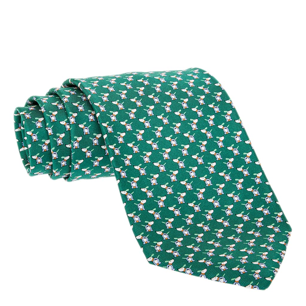 Ferragamo Gancini Dog Print Silk Tie