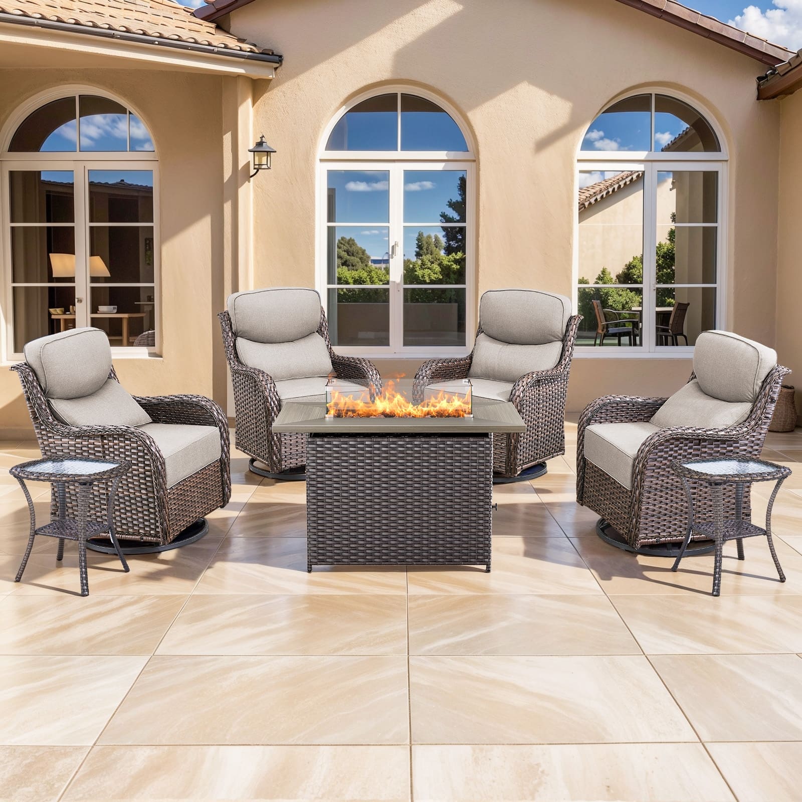 Option Brown Wicker Beige Cushion