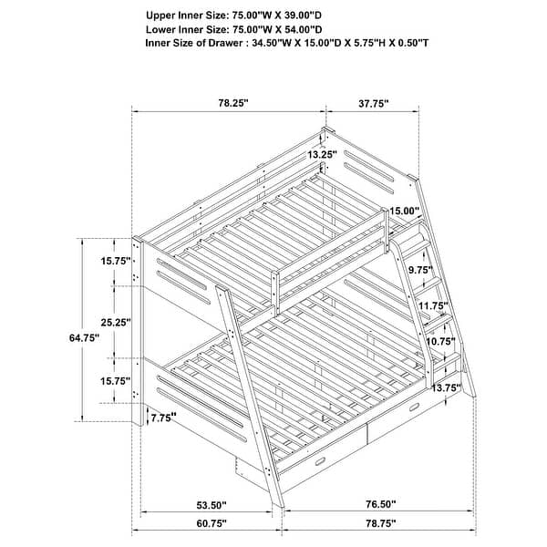Trisha Grey 2-drawer Wood Twin Over Full Bunk Bed