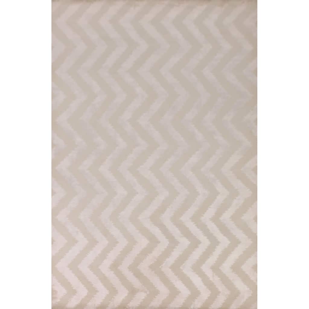 Chevron Style Modern Area Rug Handmade Wool Carpet - 6'1"x 8'10"