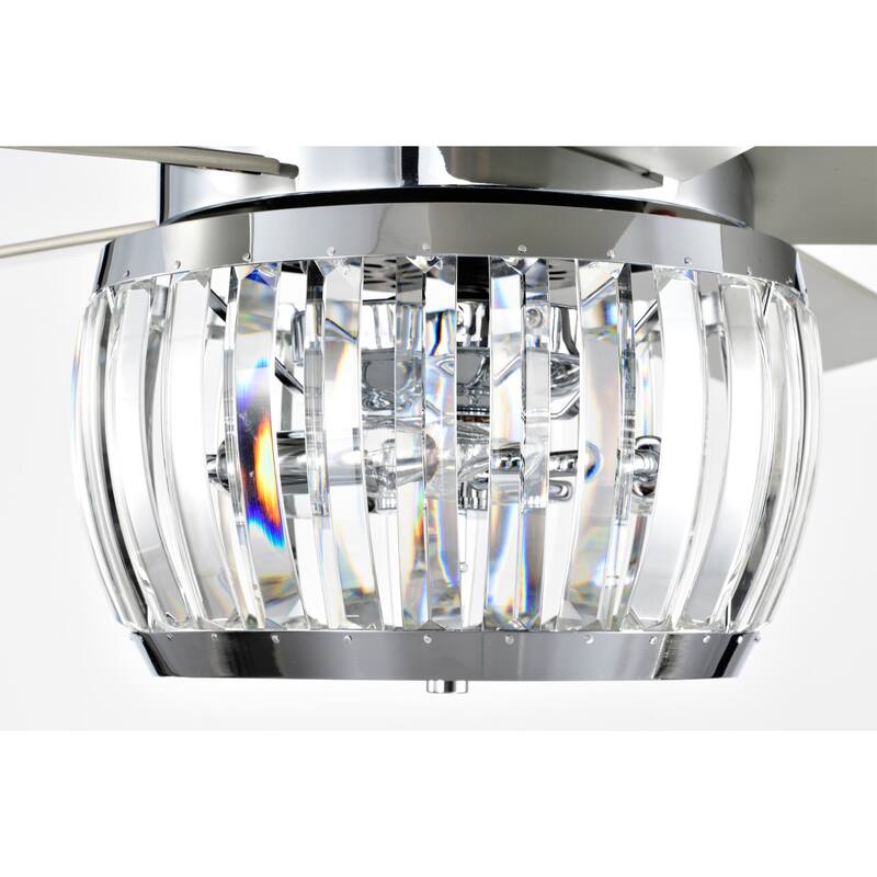 Nadire 52 Inch Chrome Polished Finish Glam Style Crystal Ceiling Fan with Remote
