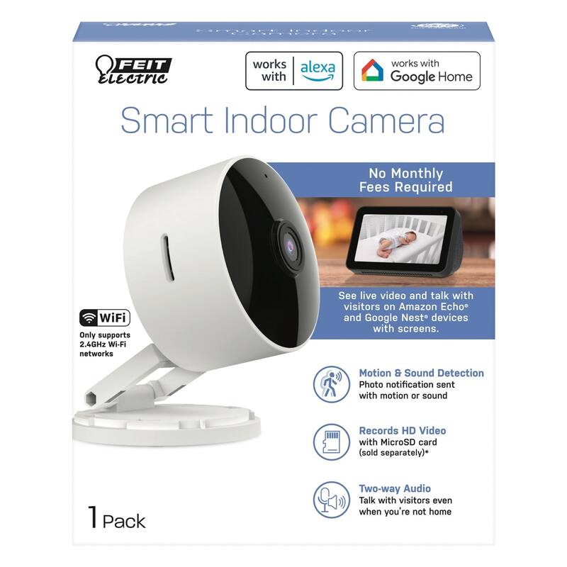 Indoor Security Camera with Motion Detection, 30ft. Night Vision - White