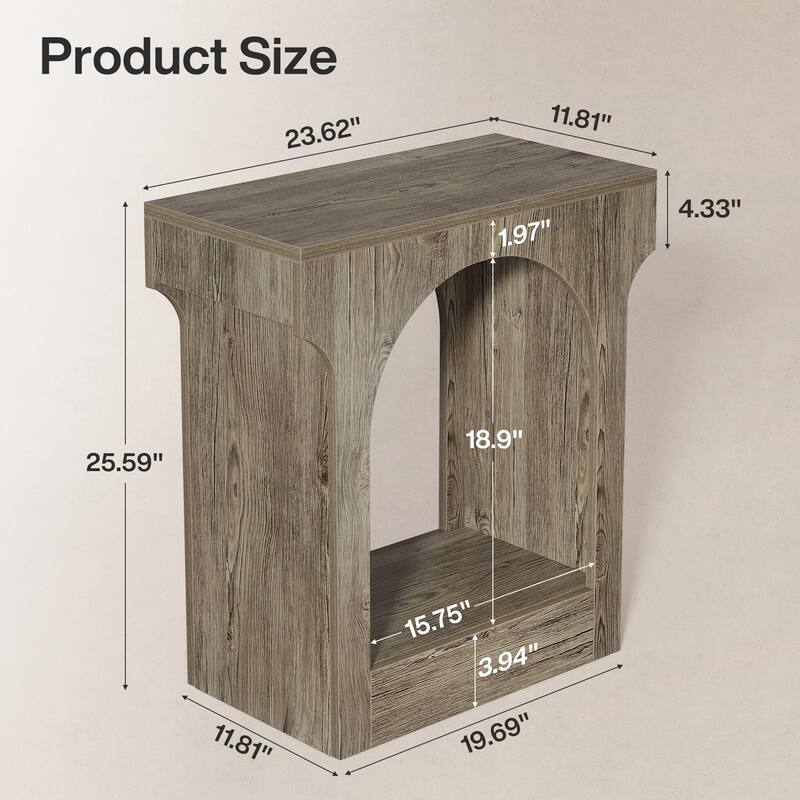 Wood End Side Table with Storage Space