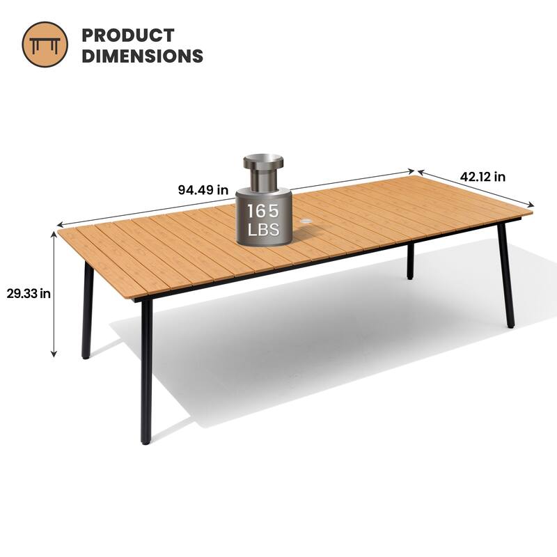 Crestlive Products Outdoor Rectangle Aluminum Dining Table with Umbrella Hole