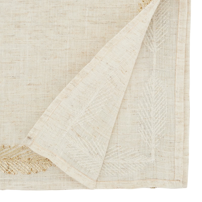 Intricate Leaf Pattern Embroidered Table Runner