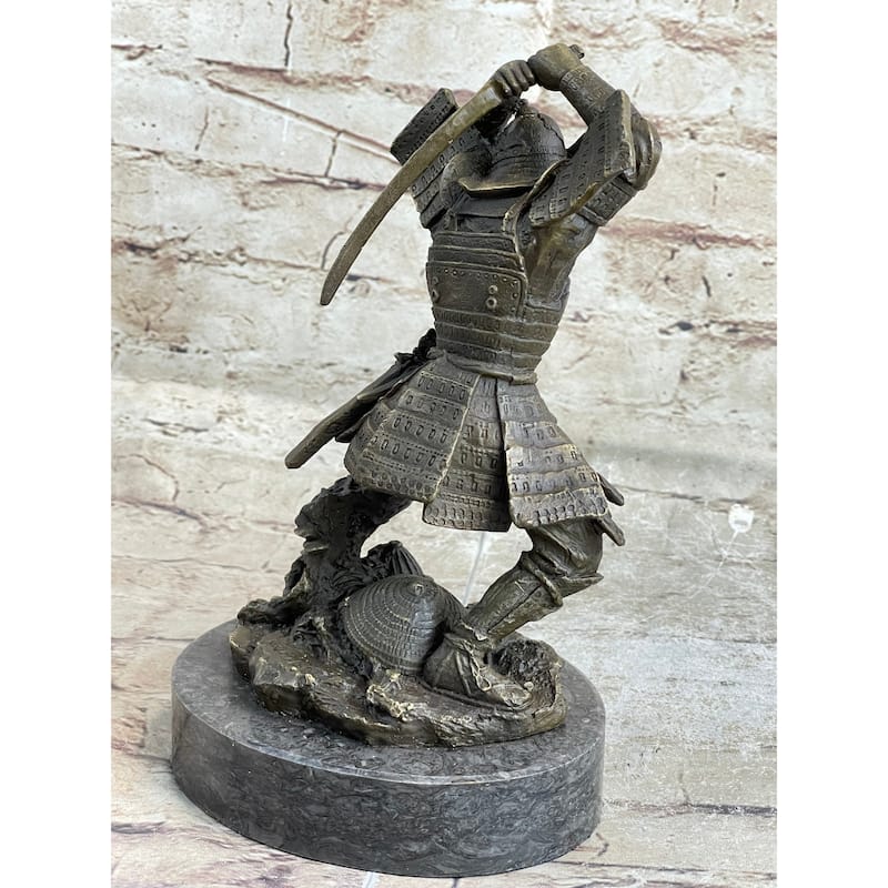 Japanese Samurai Warrior Swinging Katana Sword Bronze Statue Sculpture Figure Kamiko 10 Inches X 6 Inches