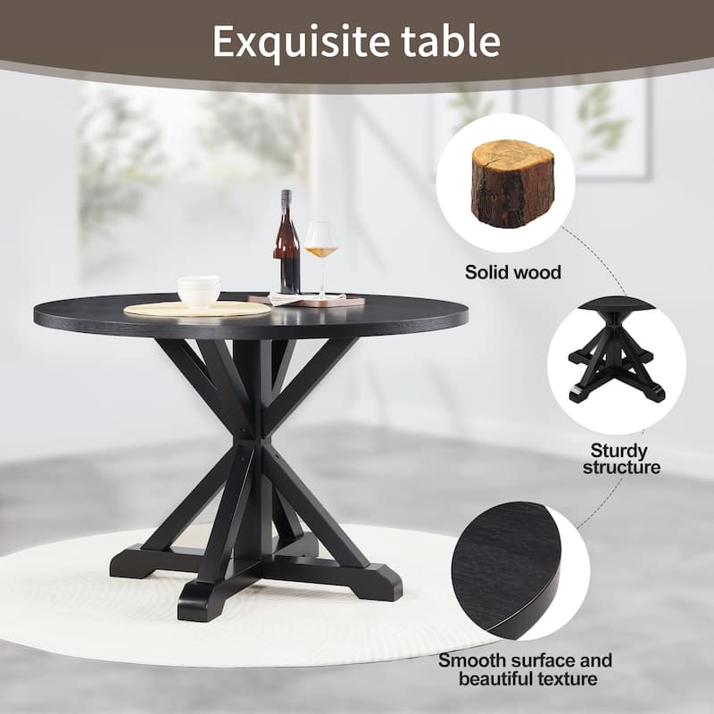 Modern 45" Diameter Round Dining Table with Cross-Buck Base