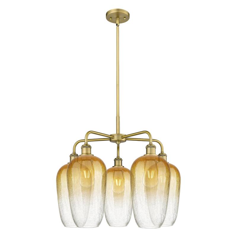 Innovations Lighting Endless Possibilities Ballston - Brookhaven Flute - 5 Light 26" Stem Hung Chandelier - Brushed Brass/Amber
