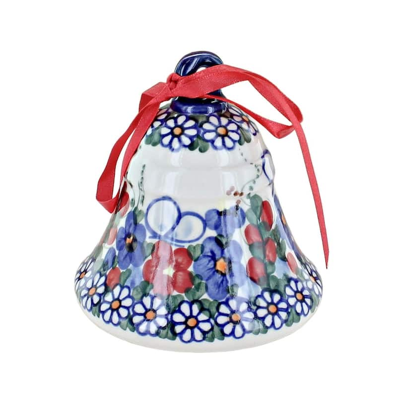 Blue Rose Polish Pottery 29 Vena Large Bell - Garden Butterfly