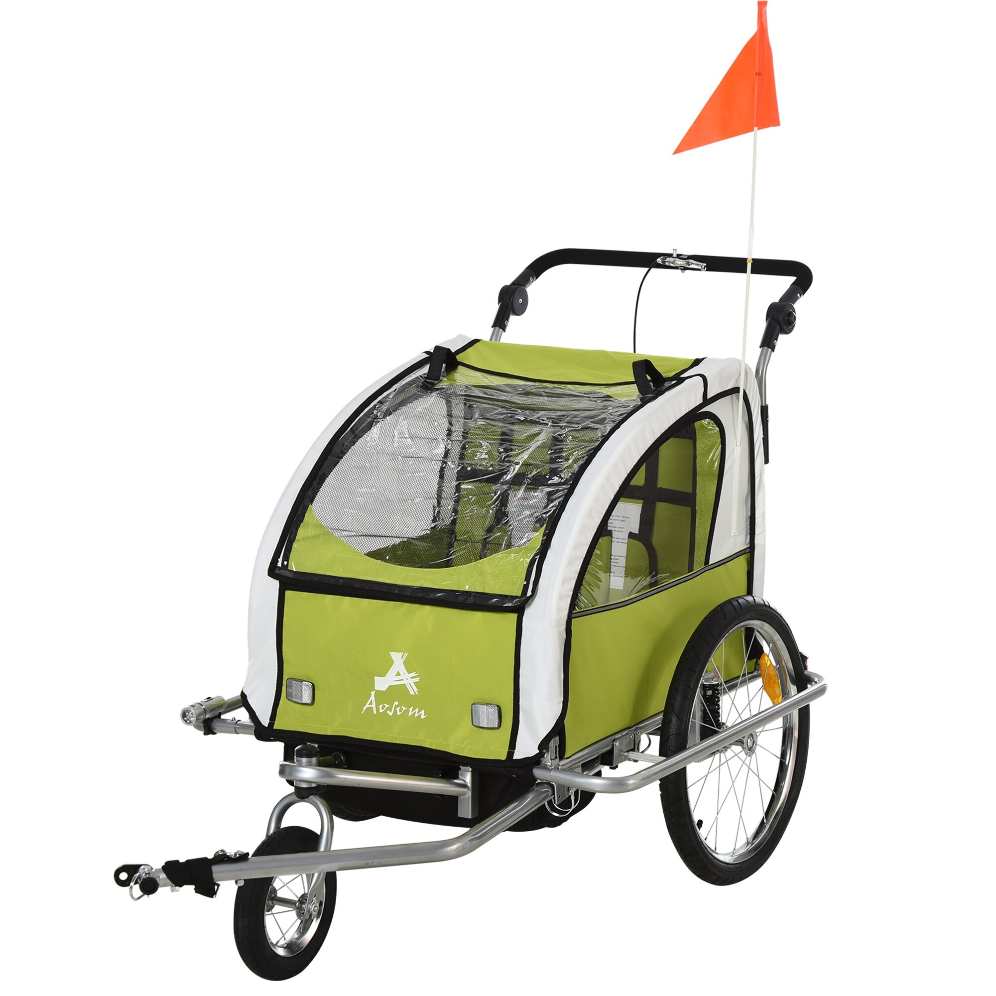 Aosom Elite 360 Swivel 2 in 1 Double Child Two Wheel Bicycle Green