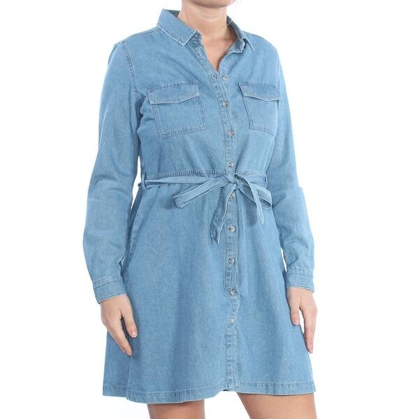 Shop French Connection Womens Blue Denim Shirt Dress Dress Size 8