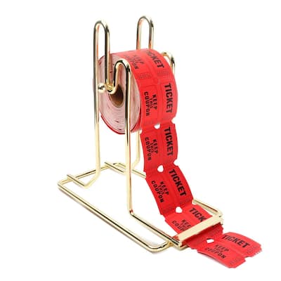 GSE™ Brass Raffle Ticket Dispenser for Single or Double Roll Raffle Tickets Lotteries - Yellow