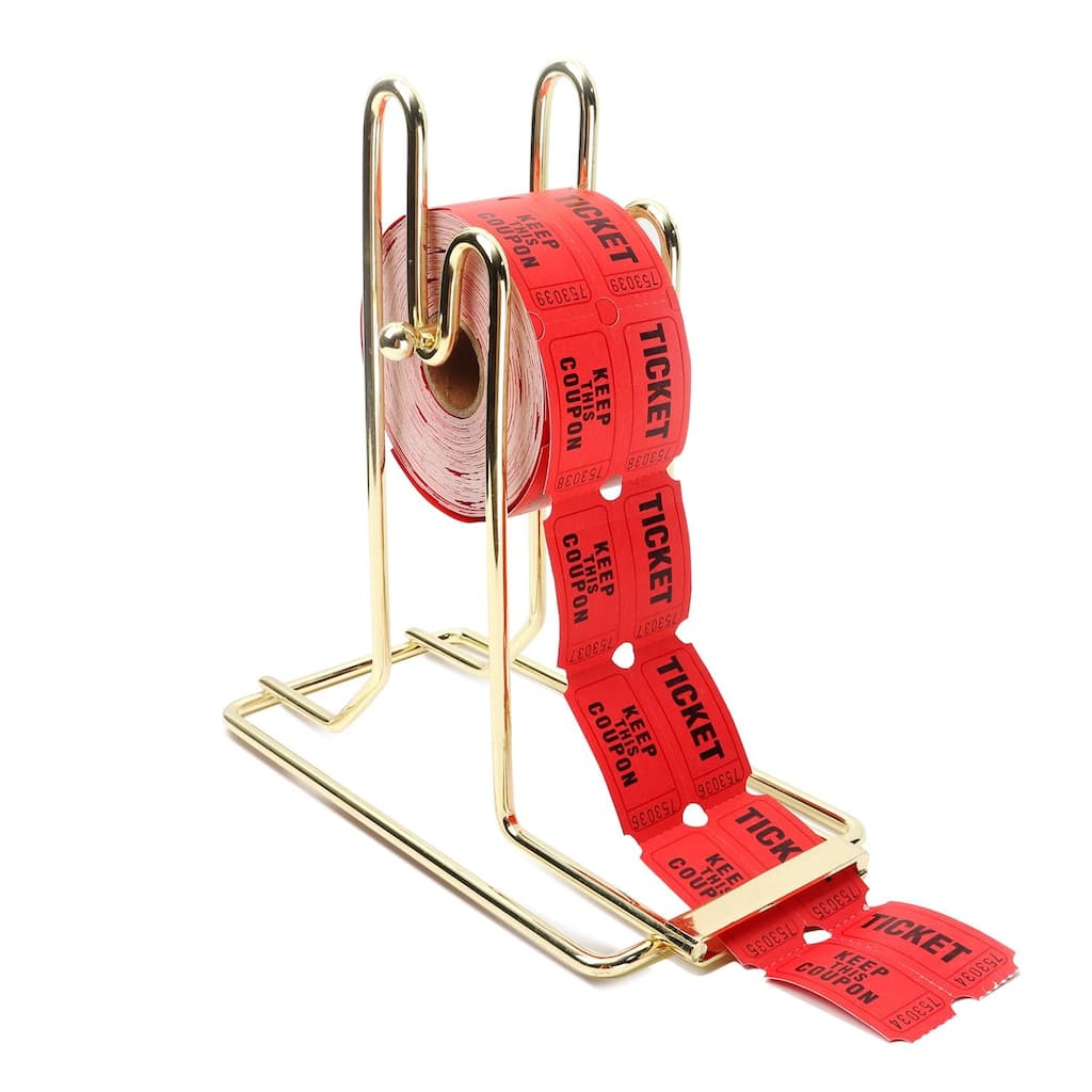 GSE™ Brass Raffle Ticket Dispenser for Single or Double Roll Raffle Tickets Lotteries - Yellow