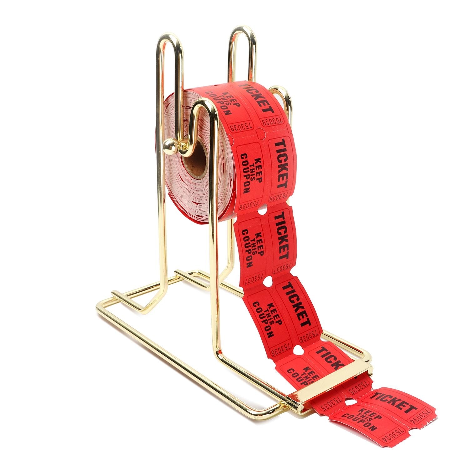 GSE™ Brass Raffle Ticket Dispenser for Single or Double Roll Raffle Tickets Lotteries - Yellow