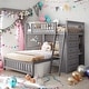 preview thumbnail 1 of 38, Modern Twin Over Full Bunk Bed With Six Drawers And Flexible Shelves With Wheels Grey