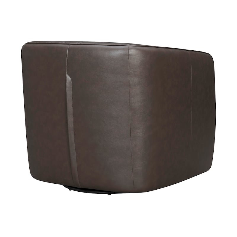 Aries Leather Upholstered Swivel Barrel Chair Living Room Arm Chair