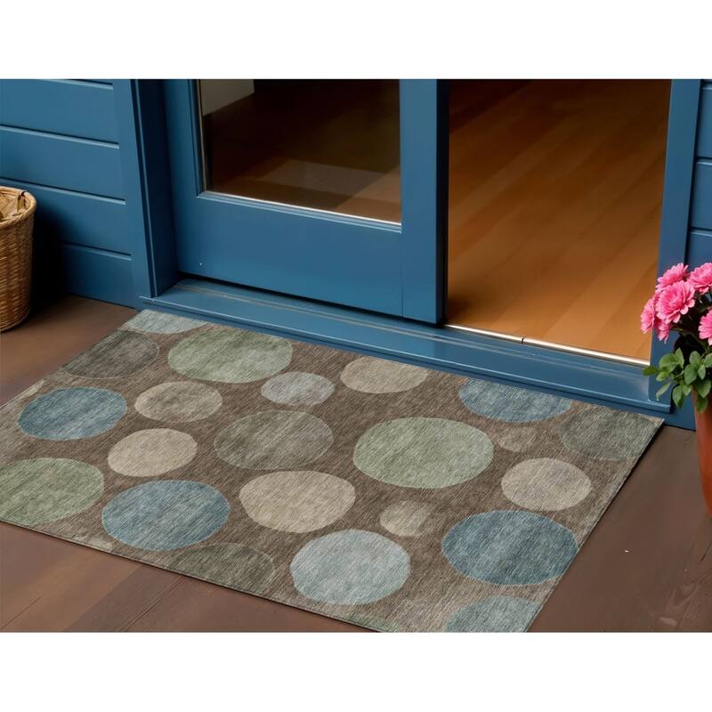 HomeRoots Geometric Transitional Rectangle Outdoor Rug - 3' x 5'