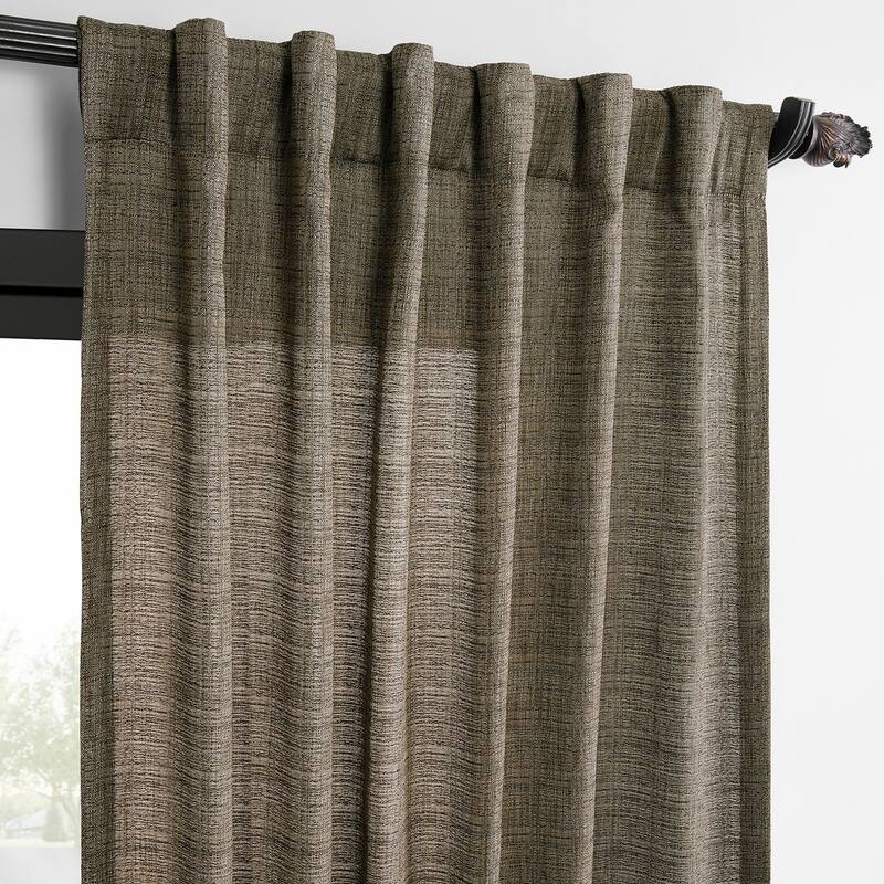 Exclusive Fabrics Raw Linen Weave Light Filtering Curtains for Bedroom & Living Room Curtains Pair - 2 Panel Drapes