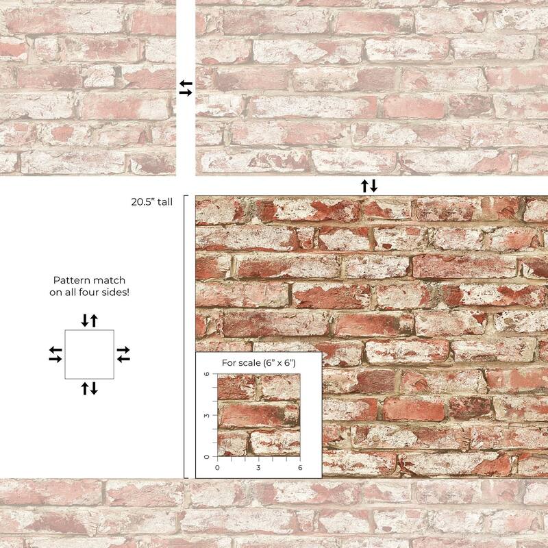 Harry & Grace Faux Rustic Brick Peel and Stick Natural Wall Backdrop Panel