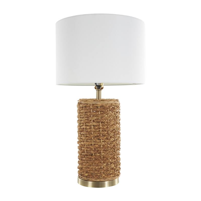 Rattan Handmade Braided Room Table Lamp with Gold Accents - Brown - Roche River Decor