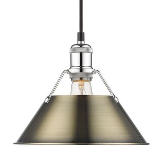 Yep by Golden Lighting Orwell 1-light 10in Pendant in Chrome and Aged Brass shade - Silver