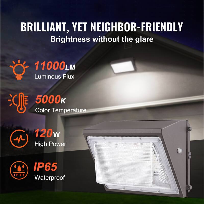 LED Wall Pack Lights, Commercial Outdoor Lights Security Lighting Fixture, with Intelligent Light Sensing 240 LED beads