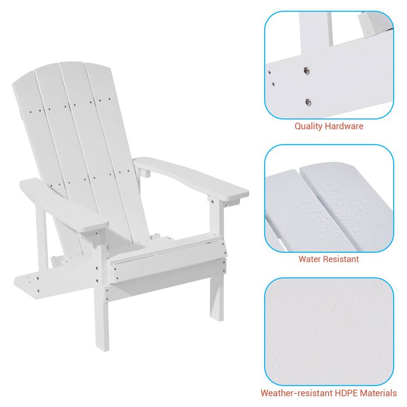 BONOSUKI Patio Adirondack Chair with Cupholder,Weather Resin-Set of 2