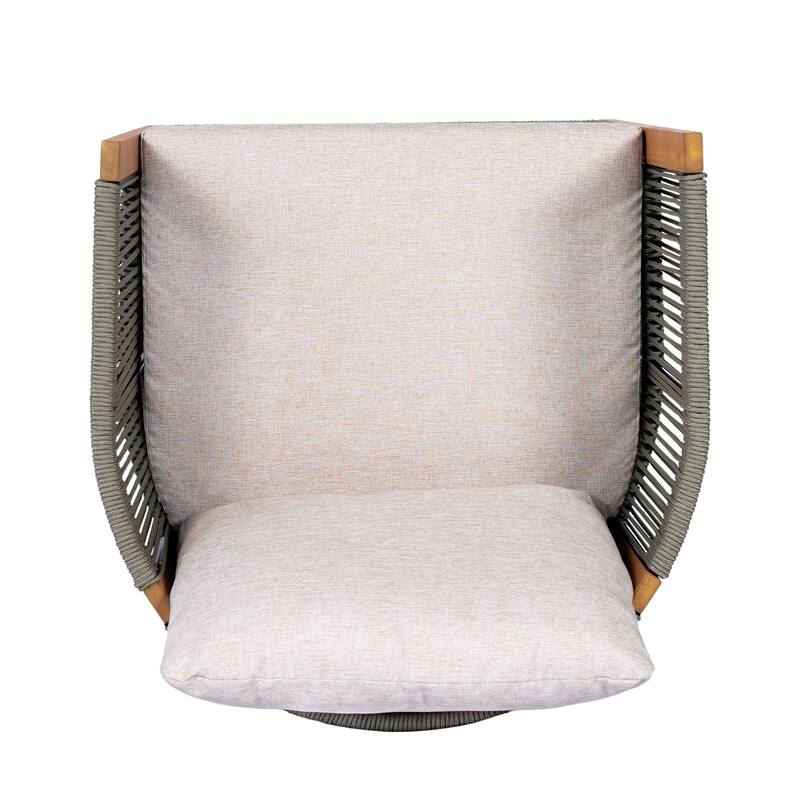 Christopher Knight Home - Maris 5-Piece Outdoor Acacia Wood Swivel Dining Set with 70.75" Rectangular Slat Table and Cushions