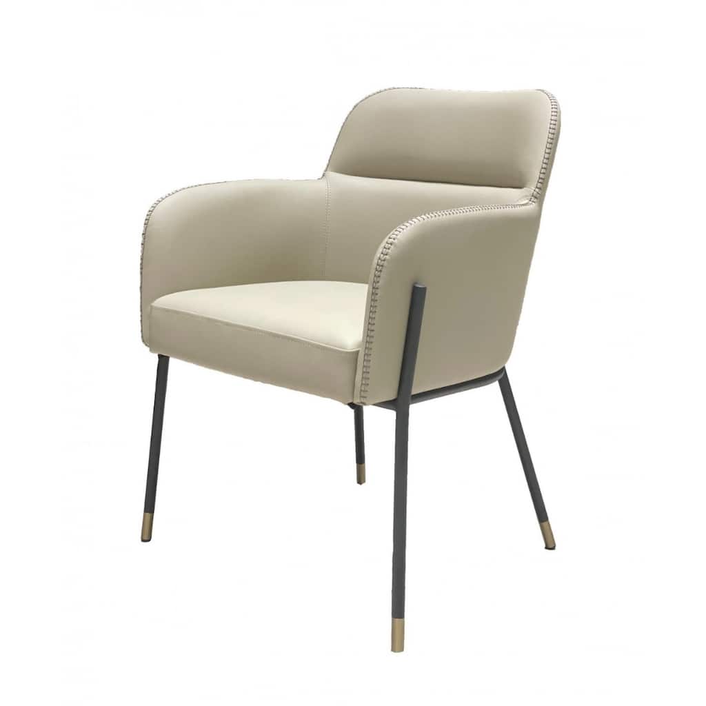 Stylish Grey and Black Upholstered Dining Chair with Metal Frame - 24.60” x 22.80” x 32.30”
