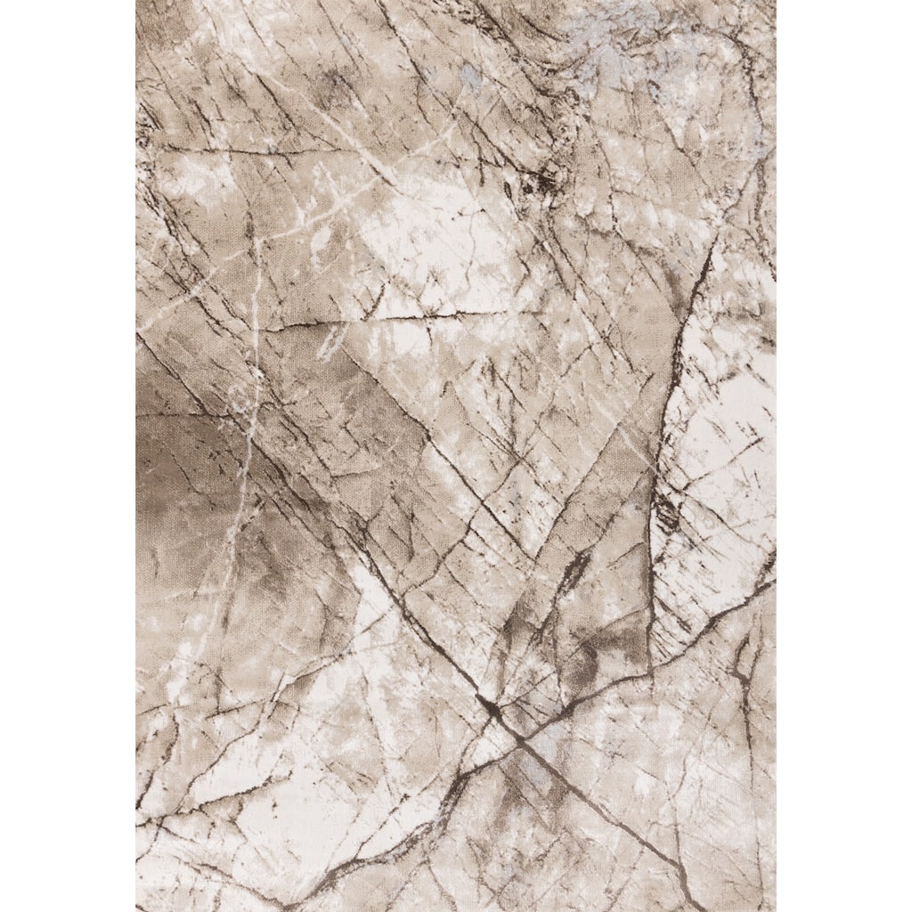 London Collection - Beige Cream Brown Soft Abstract Indoor Area Rug, 5'3" x 7'7"