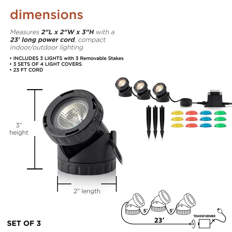 Power Beam 20-watt Lights with Transformer (Set of 3 Lights)