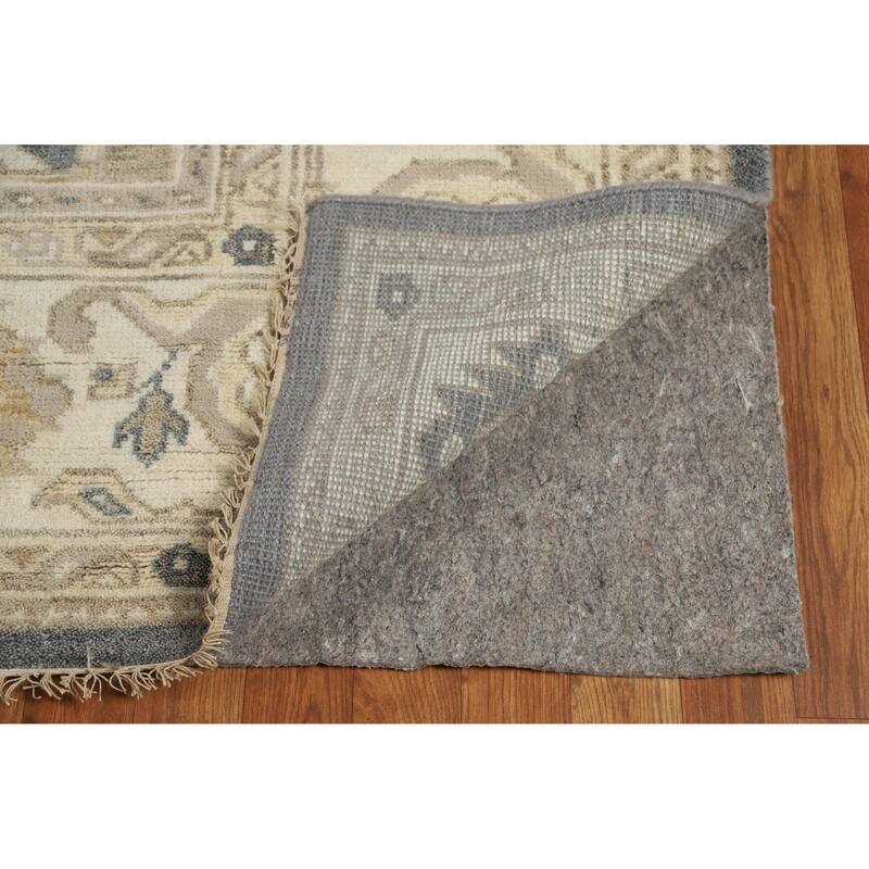 Slate Oushak Indian Area Rug Hand-Knotted Wool Carpet - 7'10" x 9'9"