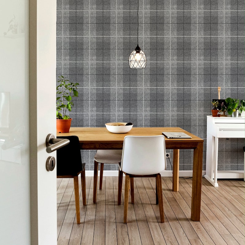 Arthouse Hector Charcoal Plaid Wallpaper