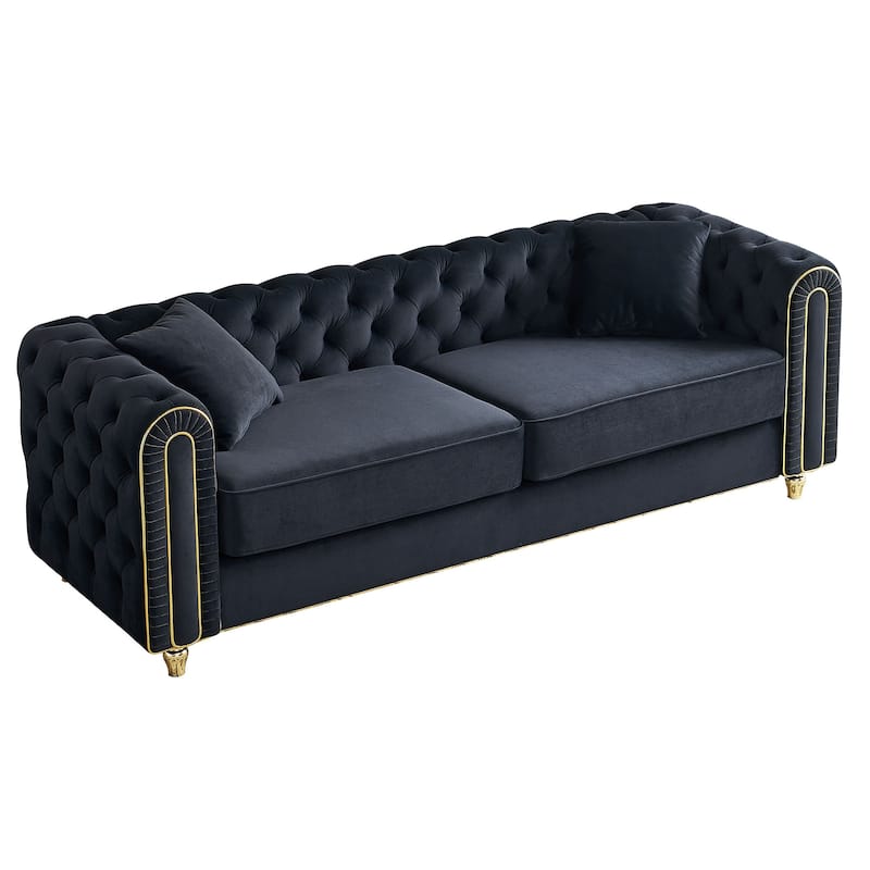 86''Luxury Modern Tufted Sofa With 2pcs Of Toss Pillows For Living Room ,Bedroom,Beige Color