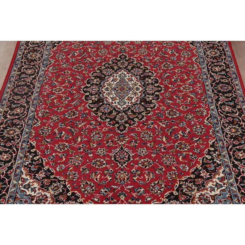 Traditional Floral Mashad Turkish Area Rug Red Machine Made Carpet - 6'5" x 9'9"
