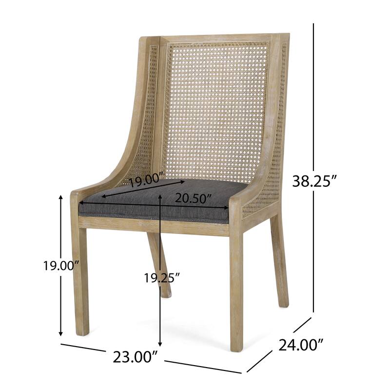 Sorenza 7pc Dining Set with Cane Rattan Dining Chairs and Rubberwood Table by Christopher Knight Home