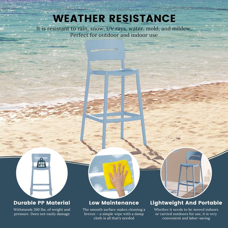 Frond and Form 29.5 Inch Outdoor Bar Stool (Set of 2)