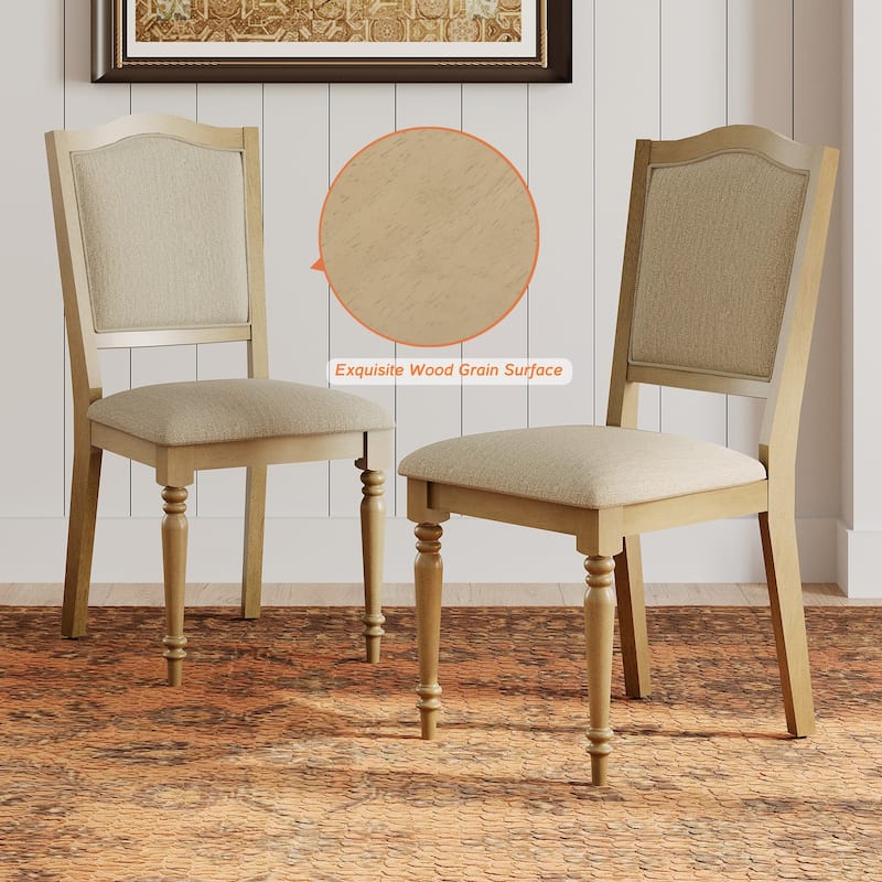 Dining Chair with Upholstered Back, Farmhouse Wood Kitchen Chairs, Oak