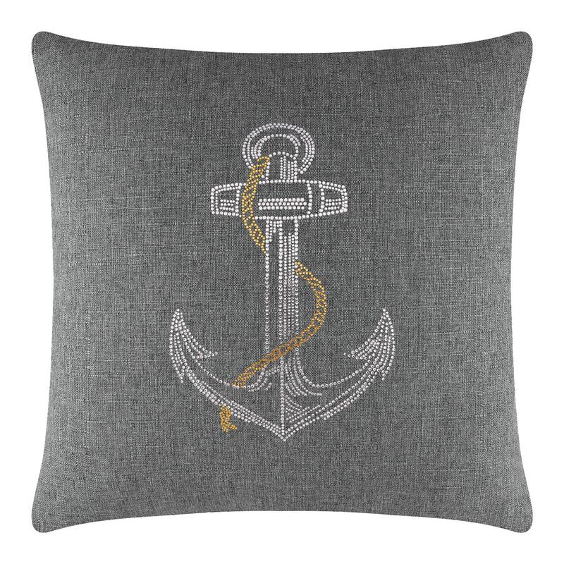 Sparkles Home Rhinestone Anchor Pillow - 20x20 - Grey